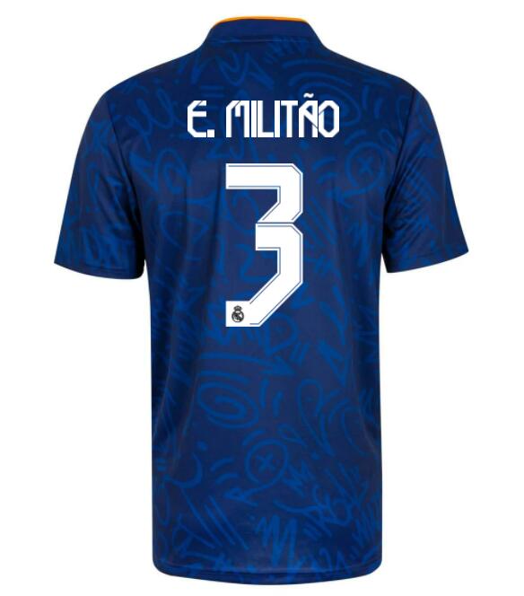 2021/22 Real Madrid Away Kit Soccer Jersey with E. Militão 3 printing